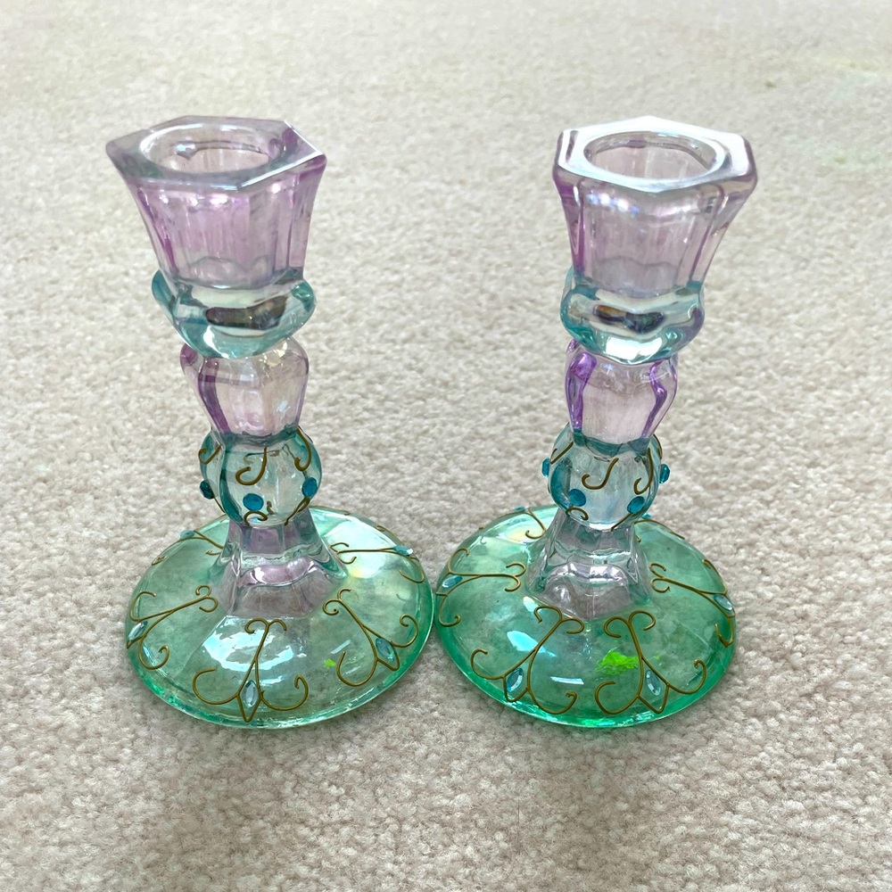 PartyLite Vintage “Mardi Gras” Taper Candle Holders - 2